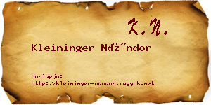 Kleininger Nándor névjegykártya